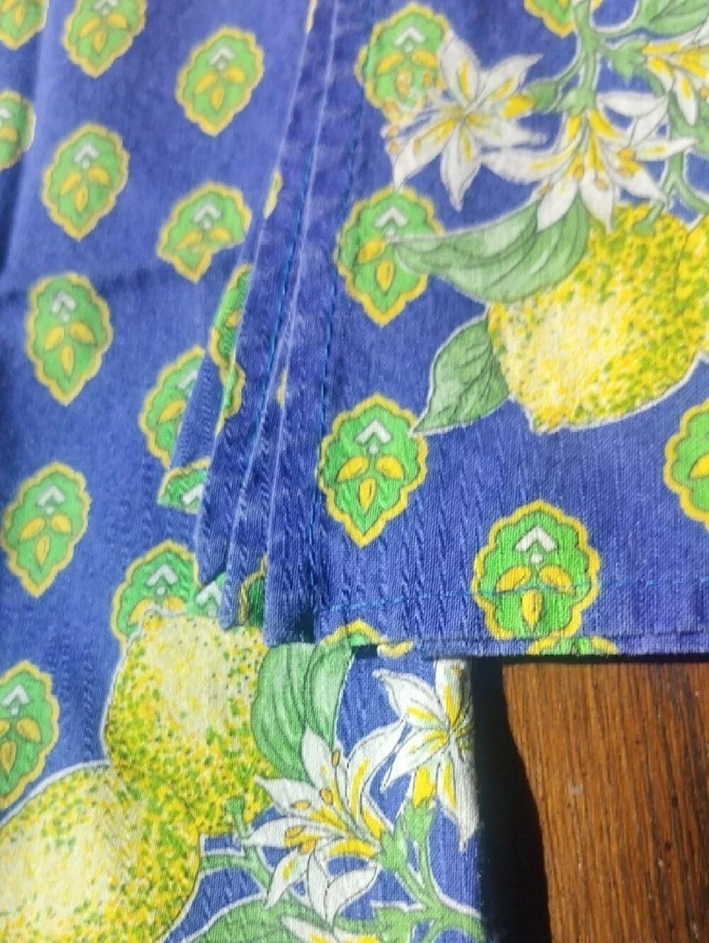 French Country, Cottage, Cotton Lot Of Eight Lemon Printed Napkins